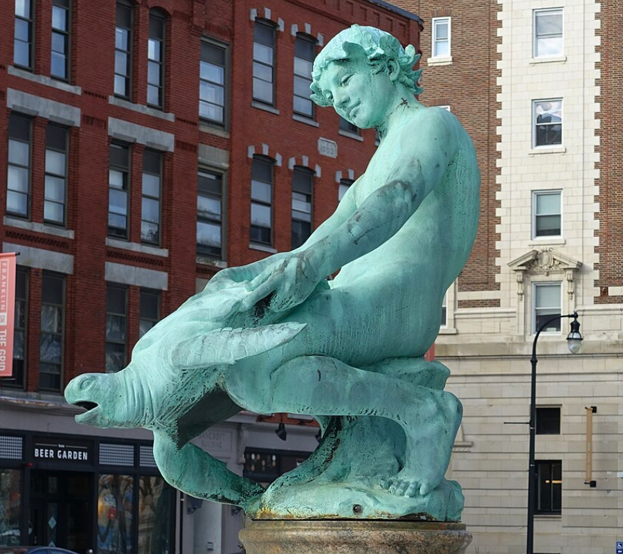 Turtle Boy Statue Boy On Turtle With Frog Bronze Fountain Statue