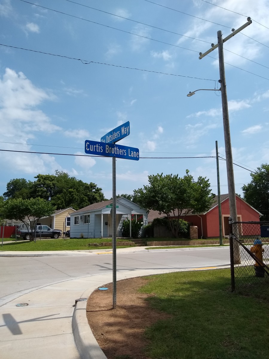 Street sign in front of the house 